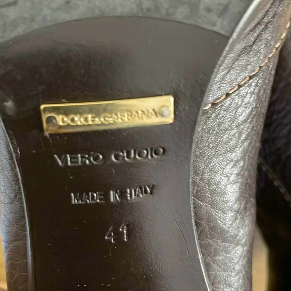 🇮🇹 Dolce & Gabbana Chocolate Brown Pebbled Leather High Riding Boots, Size 41 - Picture 13 of 16